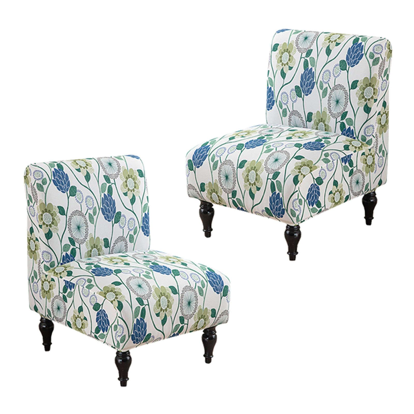 Jhld N Stretch Armless Accent Chair Covers, Spandex Armless Accent Chair Slipcovers Printed Soft Armless Chair Slipcovers With Elastic Bottom O Slip Armchair Covers For Living Room-2 Piece