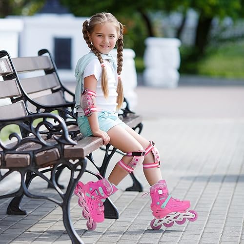 Miniatura 6 de MammyGol Patines en línea para niñas y niños, cuchillas ajustables para patines de velocidad con ruedas de luz completa para niños y jóvenes