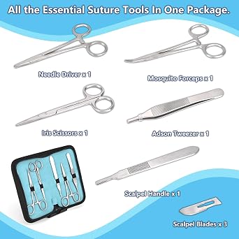 Advanced Suture Practice KIt New Generation(32 Pcs) Includes Arch-Shaped and Pre-Cut Wounds Pads, Tool Kit with Variety of Suture Threads for Medical Students Educational Demonstration