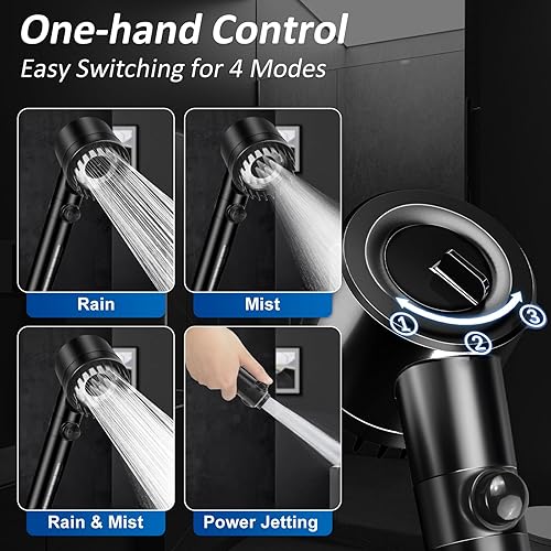 Vista 12 de Luxsego Cabezales de ducha de alta presión con masajeador del cuero cabelludo cepillo de champú para el cuidado de la piel y el cabello, cabezal