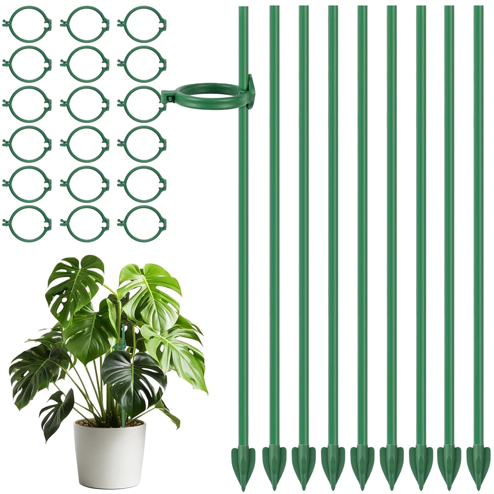 Plant Supports for Indoor Plants - 9PCS Adjustable Plant Support, 30cm Plant Stakes Support Sticks with Clips, Orchid Support with Plant Clips Suitable for Home Peonies Climbing Plants Flower Stands