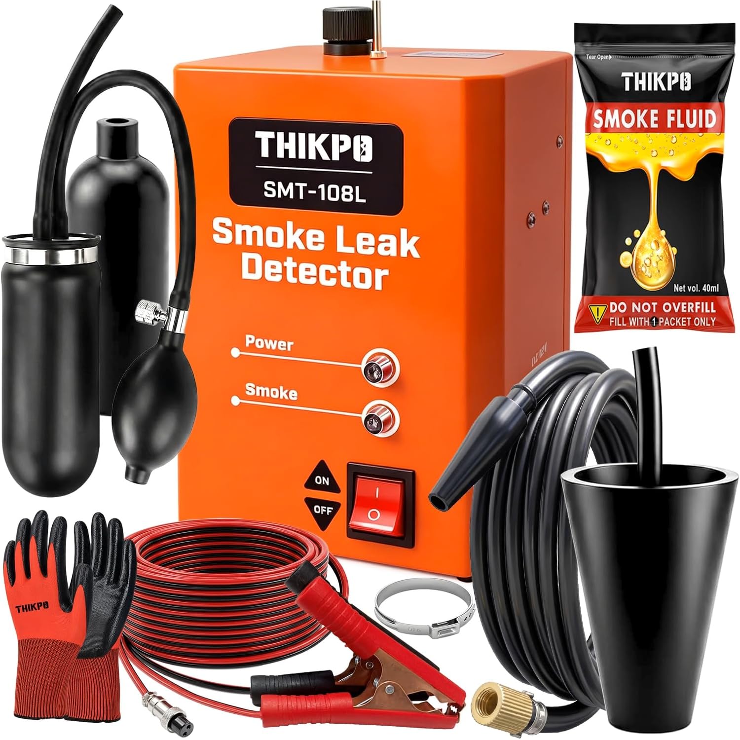 THIKPO Automotive Smoke Machine with Built-in Air Pump, Smoke in 5s
