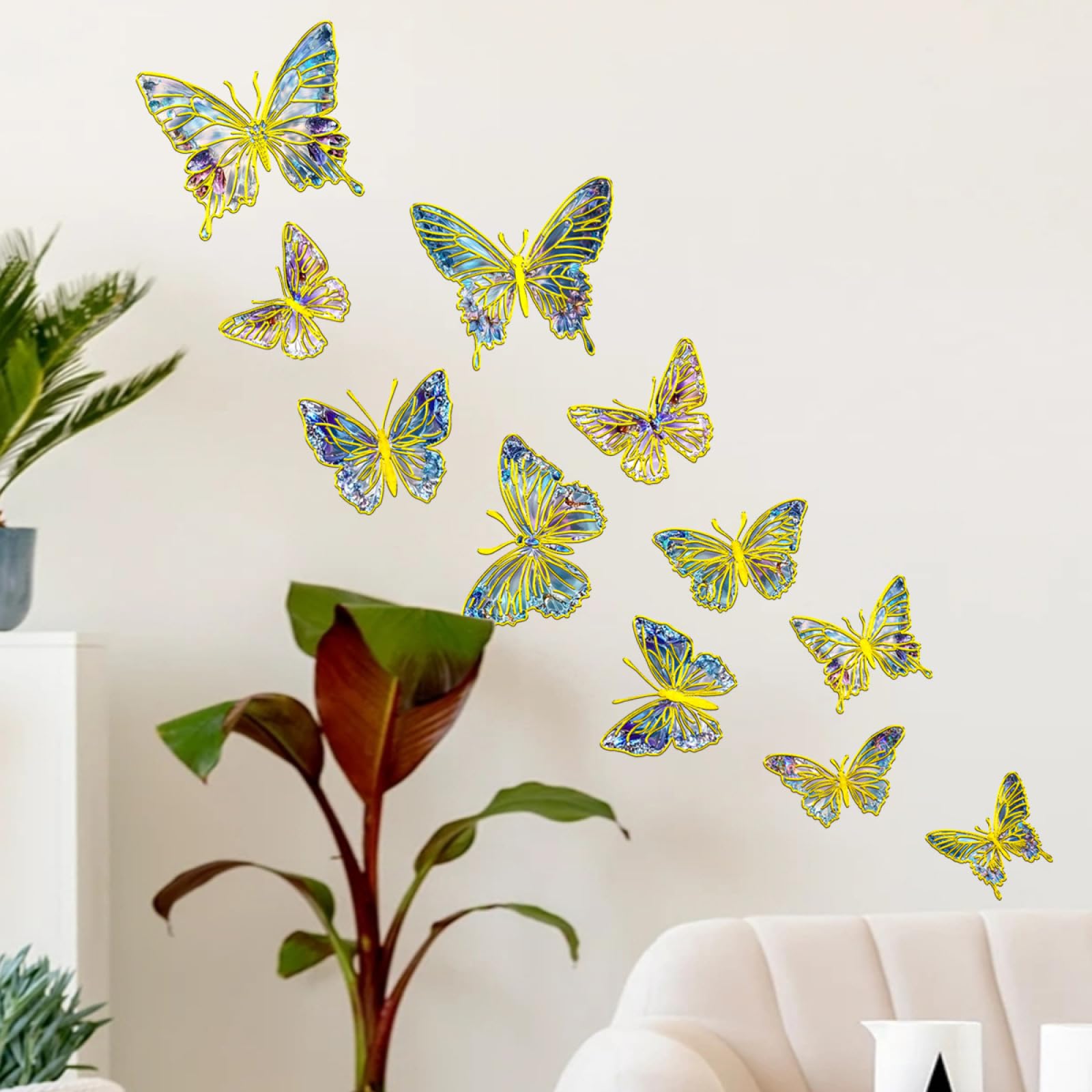 Autocollant mural papillon coloré décoration chambre adulte et stickers muraux salon