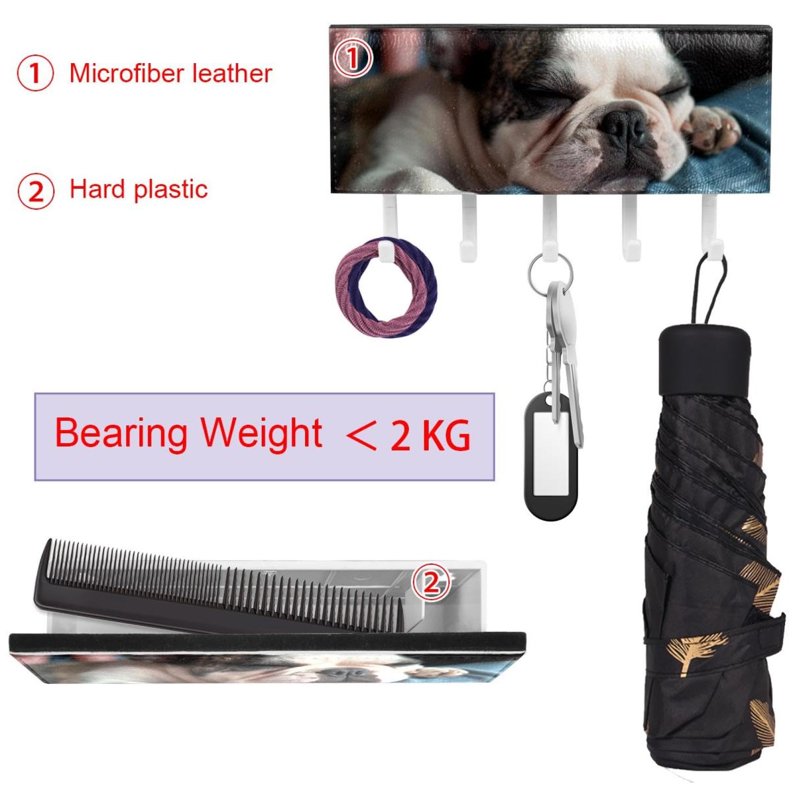 Amazon.co.jp: 壁掛けフック、壁用フックダメージなし,ブルドッグ犬の