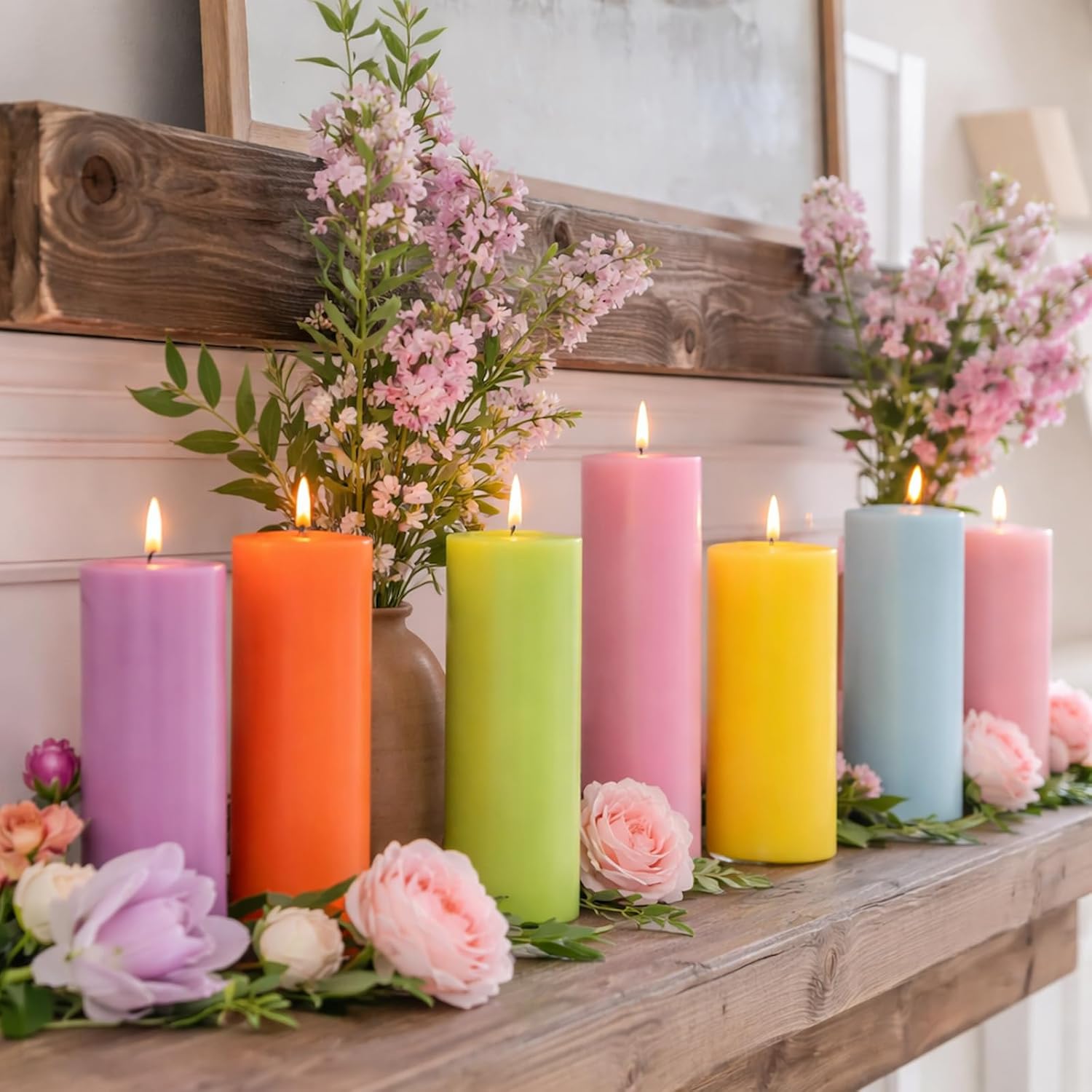 6 Pcs Easter Candles Flameless Pastel Votive Pillar Real Wax LED Decorative Candles Easter Pastel Decorations Table Centerpiece for Wedding Spring Party Bedroom Living Room Dinner Supplies