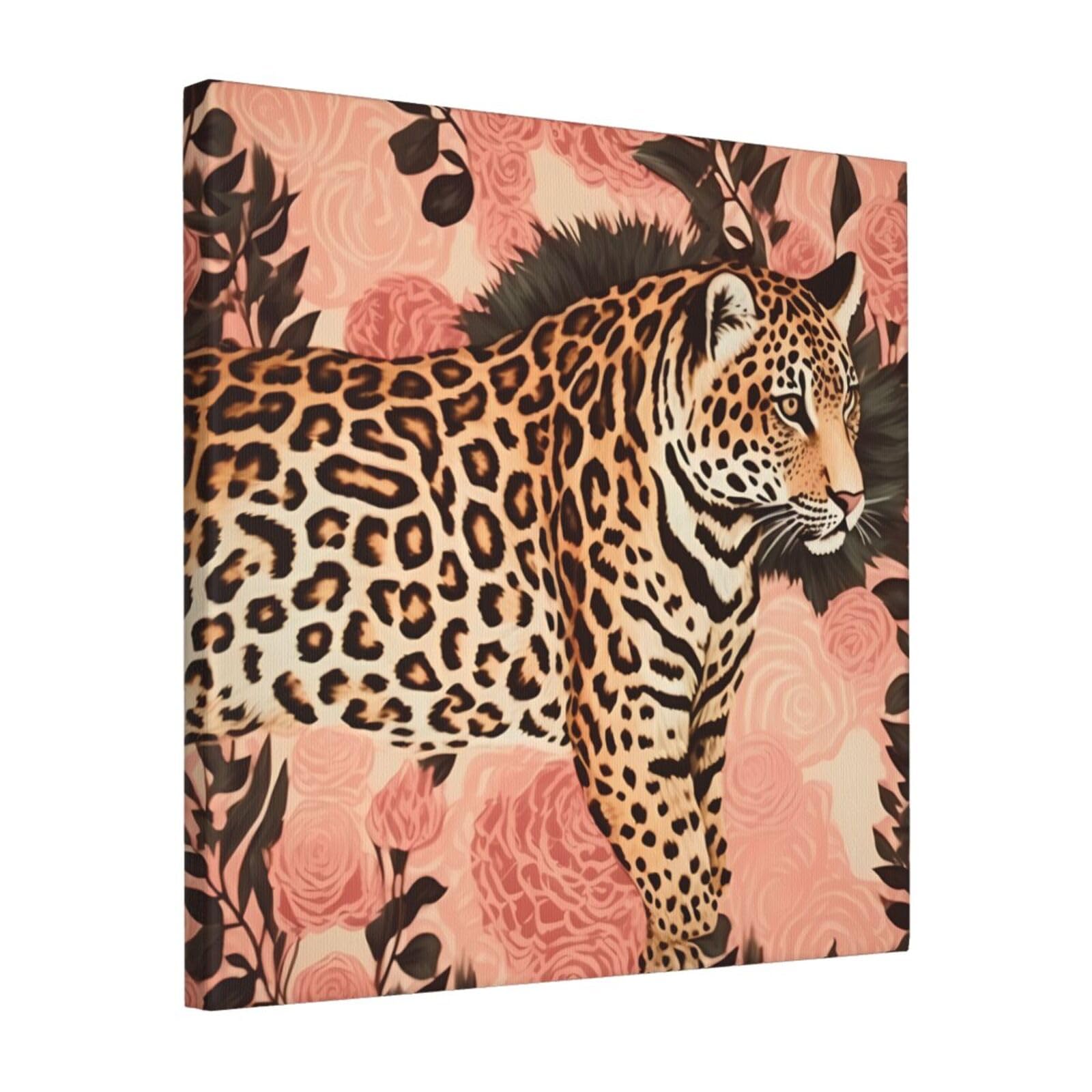 FodPand Striped Leopard Canvas Wall Art for Living Room Wall Decor 16"x16" Modern Artwork Painting Pictures Hanging Canvas Prints Aesthetic Wall Art for Bedroom Bathroom Office Wallart Decor
