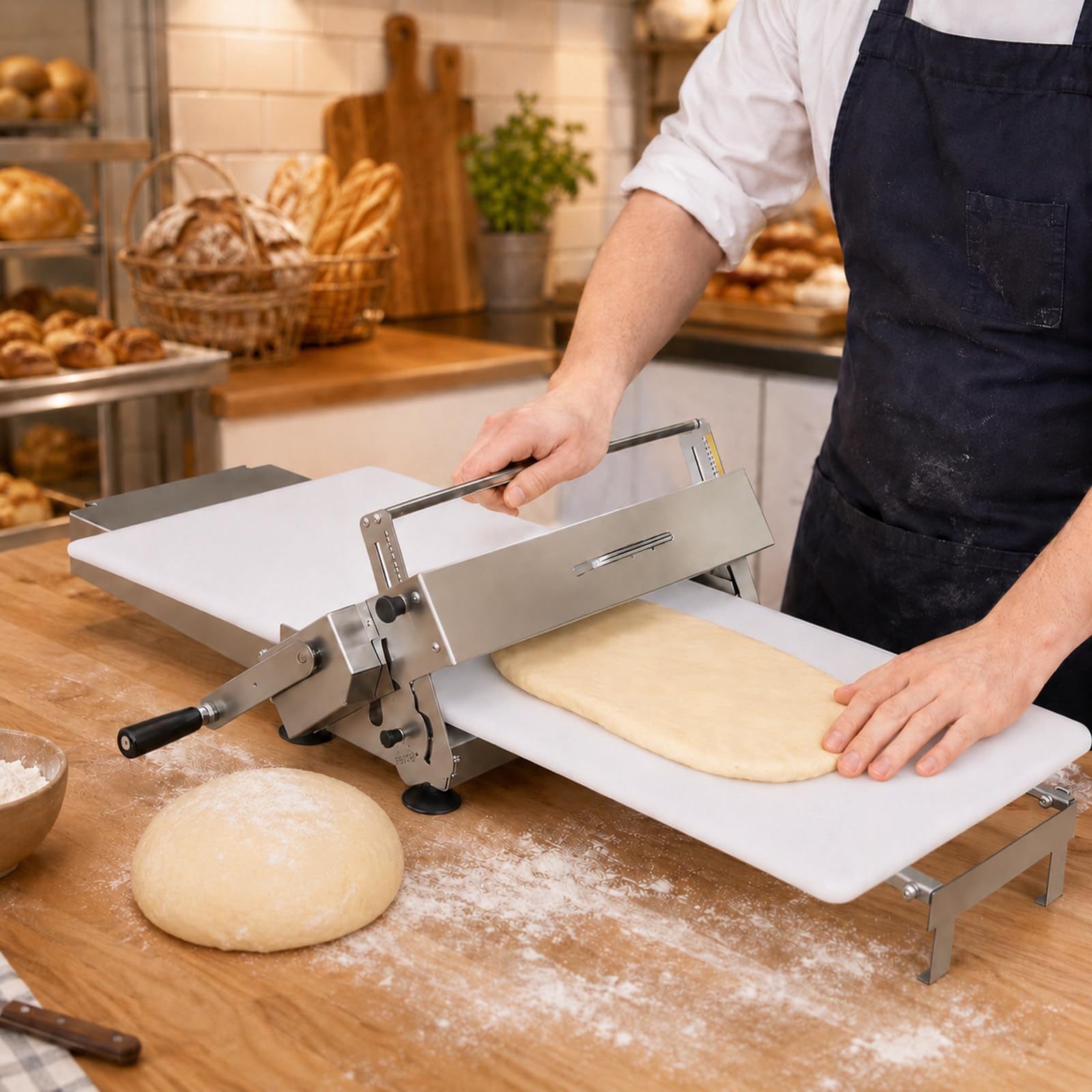 MASTLOUFUL Pastry Dough Sheeter, Manual Foldable Worktop Roller with Smooth Work Surface, Easy Storage Design for Croissants, Danish Pastry and Pie Crust Prep