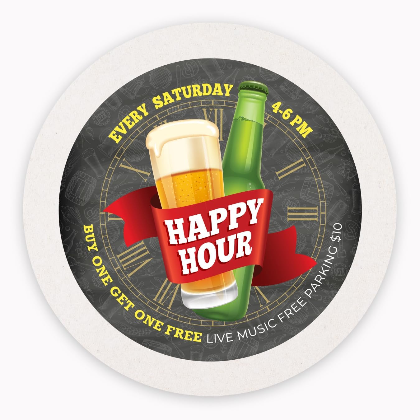 B.E. Green Custom Coasters - Pulpboard Personalized Coasters for Drinks - Full Color Print - Reusable & Absorbent - Beverage Coaster - Promotional Events & Celebrations - Pack of 50-4" Round Coaster - Image 6