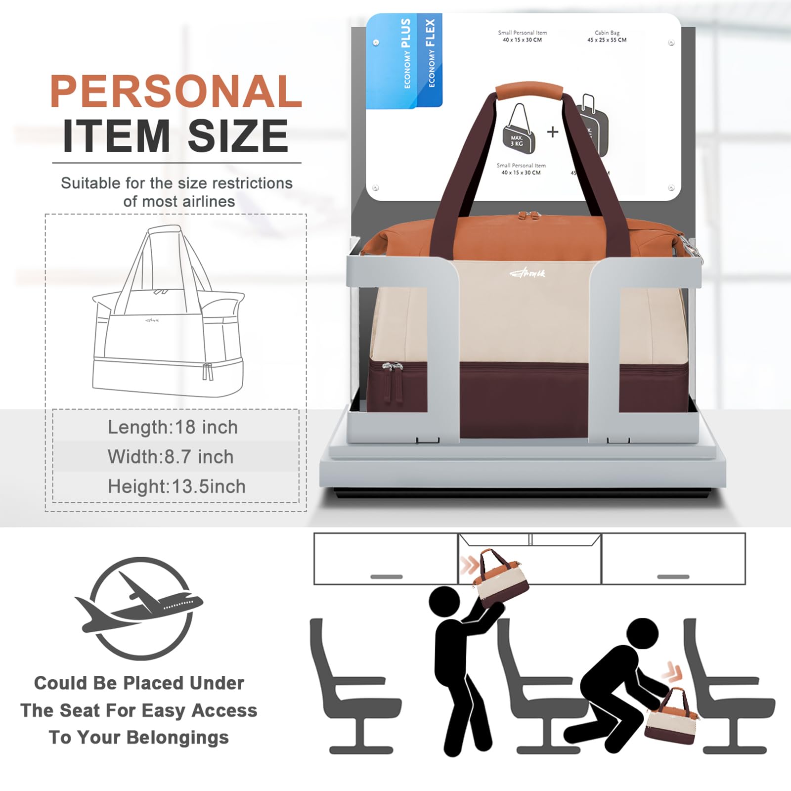 ETRONIK Bolsa de Deporte de Viaje para Mujer, Fin de Semana con Compartimento para Zapatos y Compartimento húmedo, Bolsa de Viaje para Mujer, para Viajes, Gimnasio, Yoga