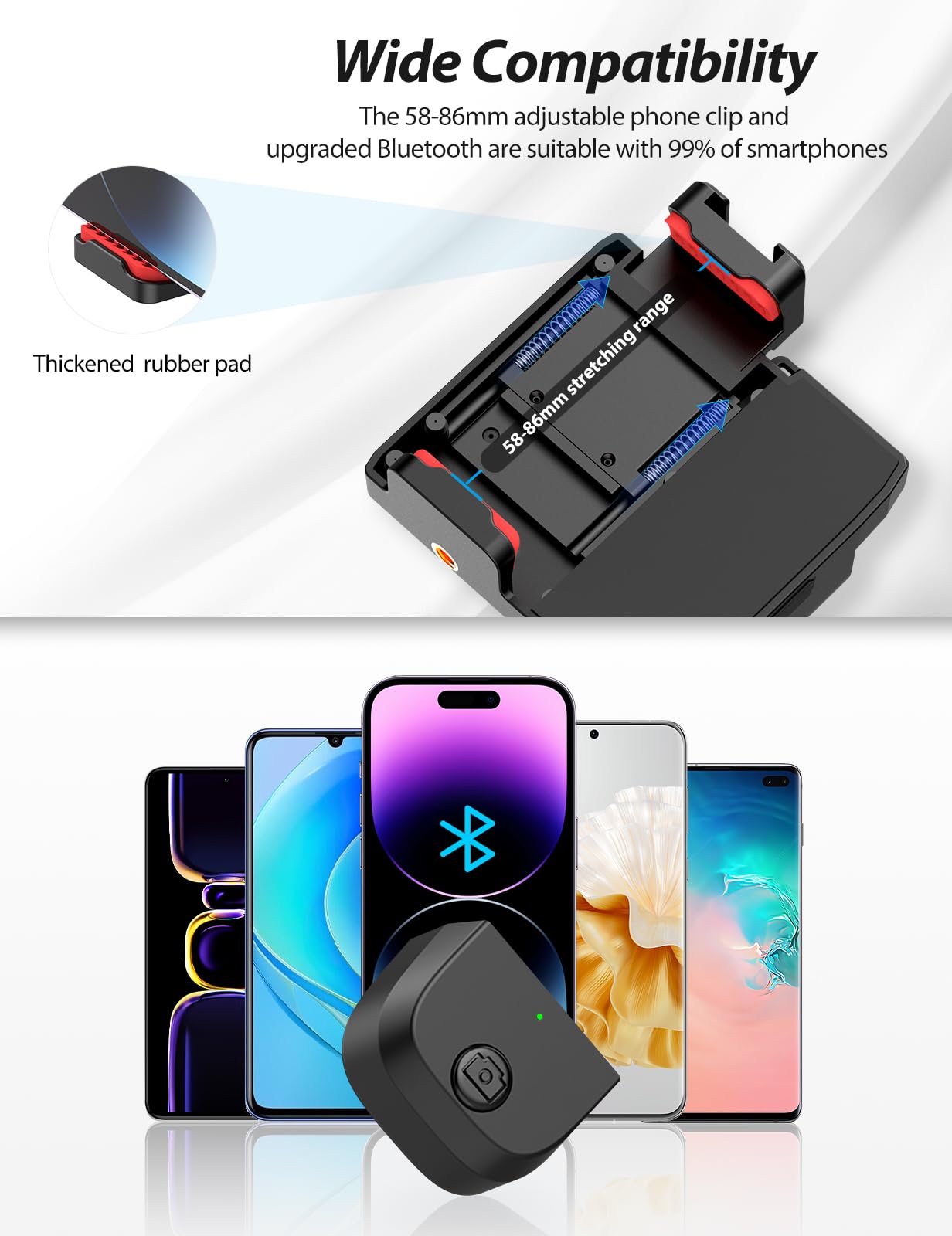 ULANZI Capgrip CG-02 Handle Grip Mobile, Smartphone Grip with Detachable Bluetooth Remote Control, iPhone Grip with 3 Adjustable Levels, Black — view 5