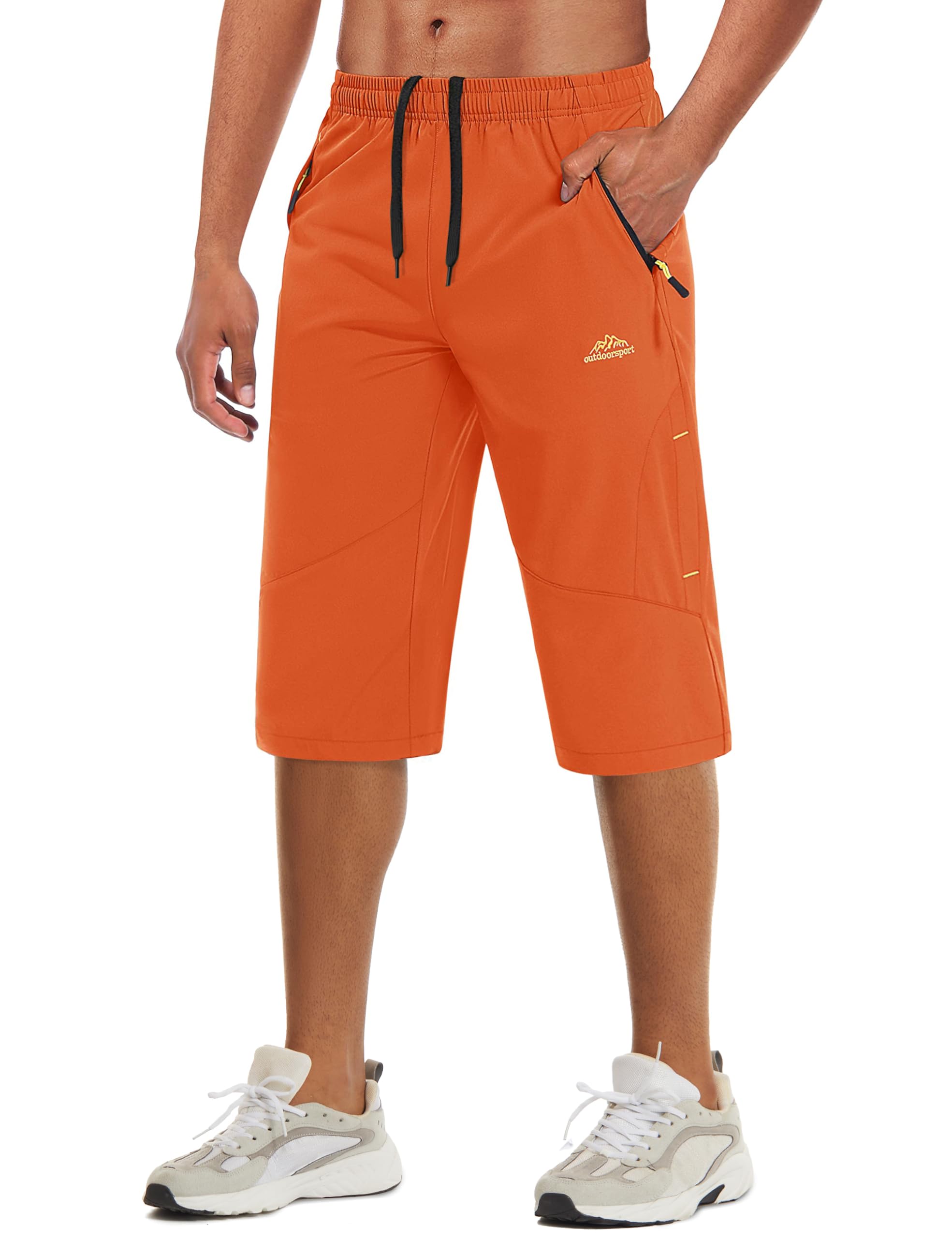 MAGCOMSEN Mens Capri Shorts Quick Dry Below Knee 3 4 Capri Pants with Zipper Pockets for Workout Running