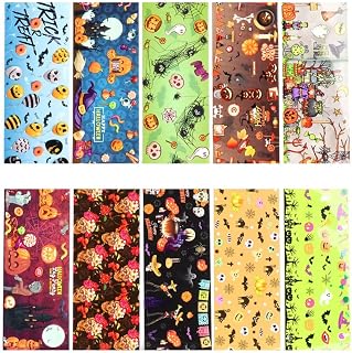 10Sheets Halloween Nail Stickers, Halloween Nail Foil Transfer Sticker, Pumpkin Spider Skull Ghost Witch Nail Decals, Nail Art DIY Decoration for Halloween Party