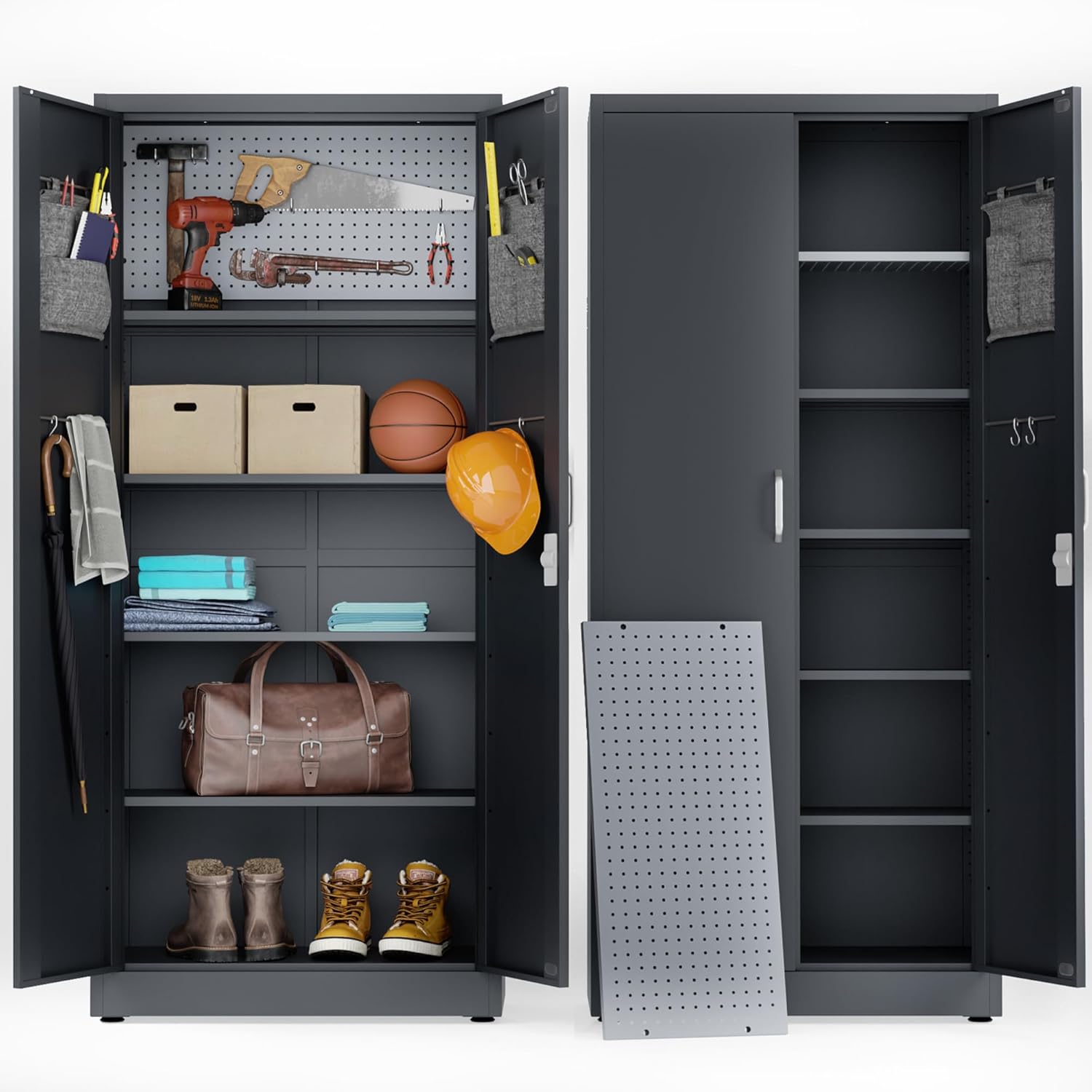 Locking Metal Storage Cabinet | Garage Storage Cabinet with Doors | 71