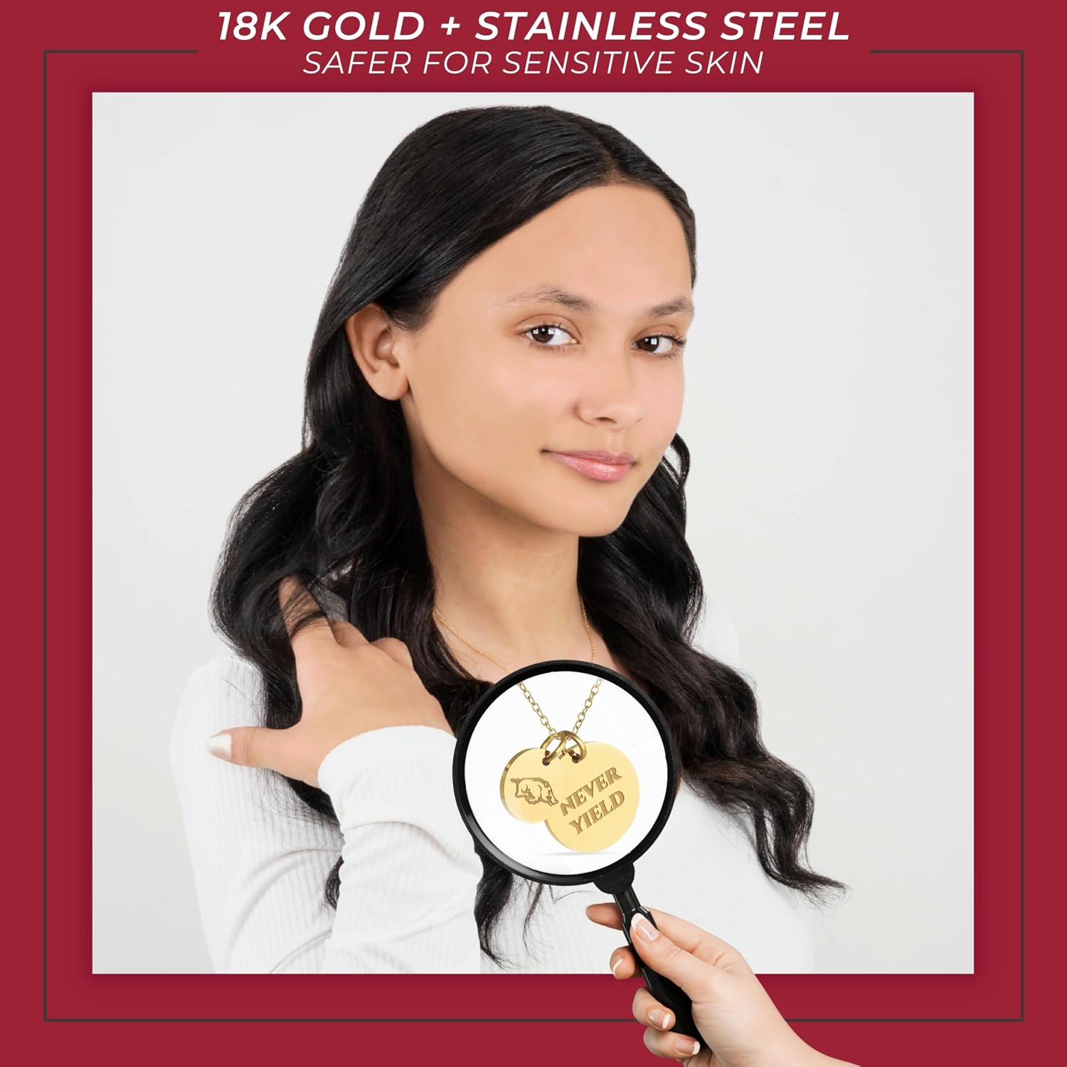 Stone Armory Necklace for Arkansas Razorbacks - 18K Gold-Plated Stainless Steel Jewelry Designed for Sensitive Skin - Adjustable 16-20in Chain, Gift for University of Arkansas Fans