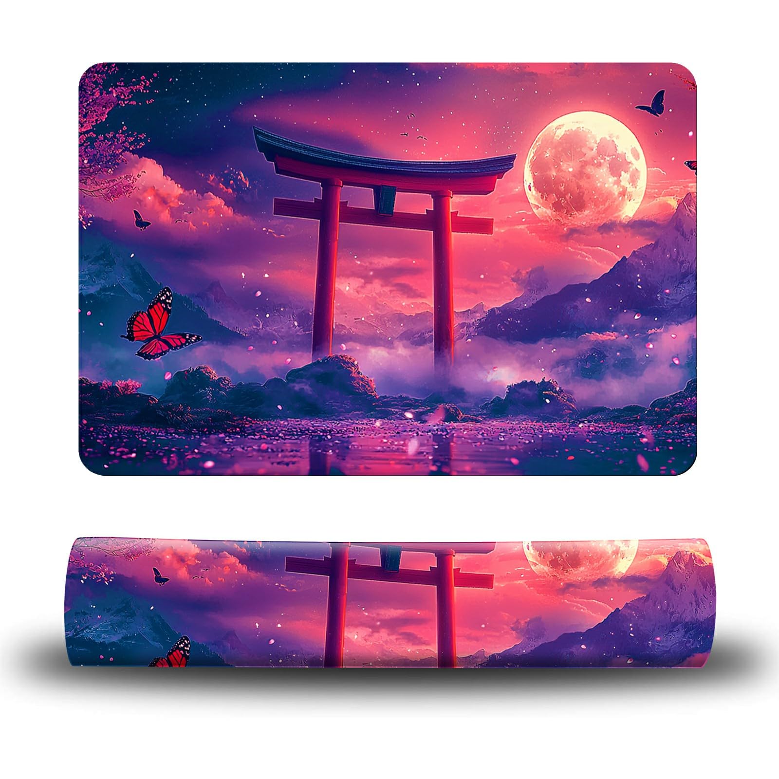 Dikoer Dog Food Mat, 15.7" x 23.6" Absorbent Pet Feeding Mat for Food and Water, Waterproof Diatom Mud Pet Placemat with Non-Slip Rubber Backing, Easy Clean Cat Bowl Mat for Floors - Moon Pink Cloud
