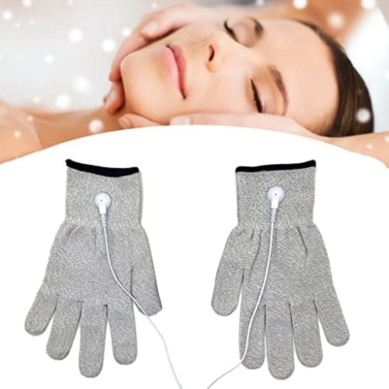 Paquete de 3 Guantes de microcorriente para Masaje Facial con electrodo TENS/EMS de Fibra conductora para Adelgazar el Cuerpo y reafirmar el Dolor