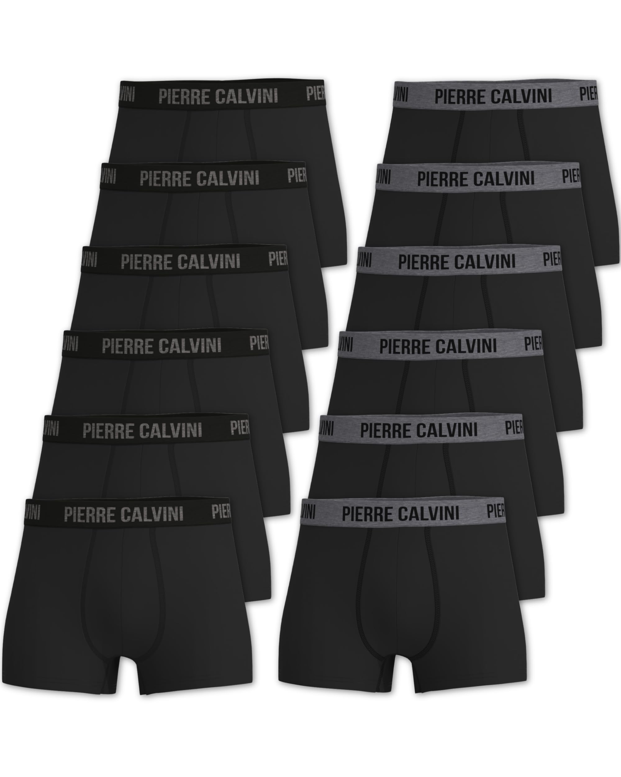 Pierre Calvini Men's Black Hipster Boxers Cotton Underwear 12 Pk Xxl