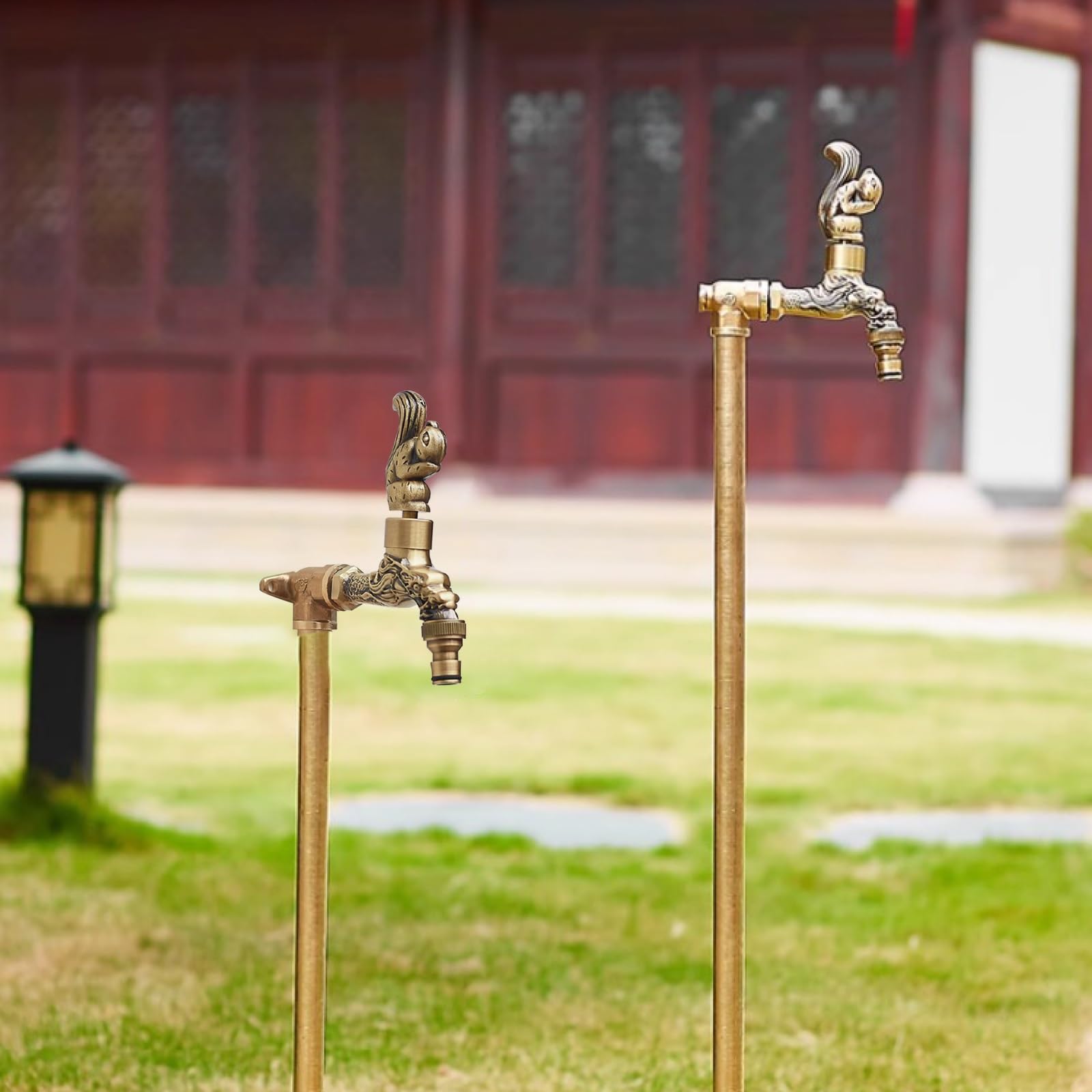 Fuentes de Jardines Exteriores de Cobre Para Jardín con Escultura de Ardilla Grifo Jardin Anticongelante y Fácil Instalación(60cm/23in)