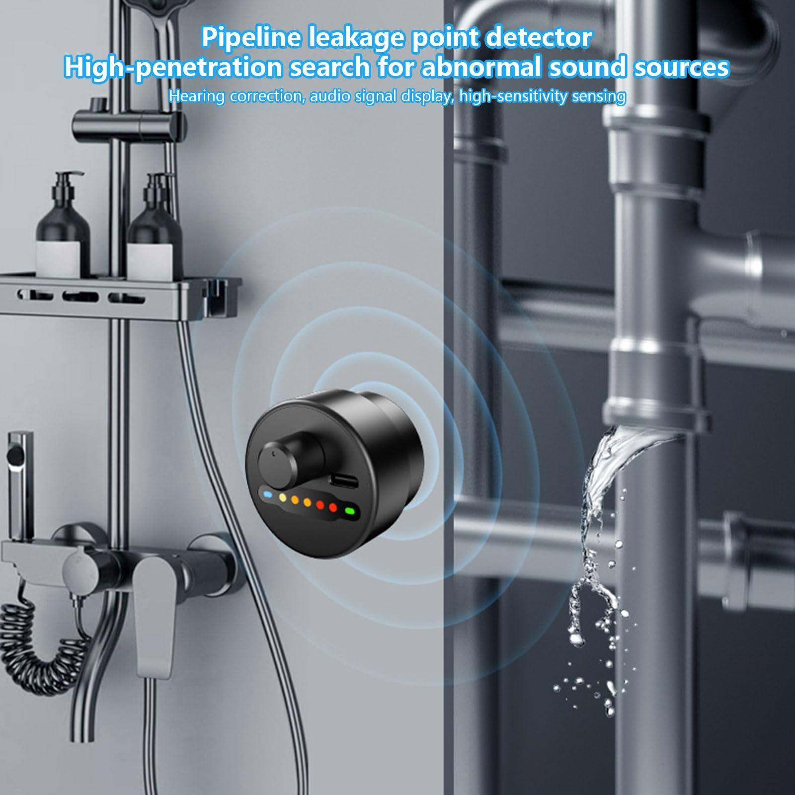 Détecteurs de fuites acoustiques polyvalents Microphones haute sensibilité Capacité réglable pour l'inspection de tuyaux muraux Systèmes de détection de fuite à plusieurs zones