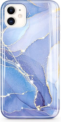 JIAXIUFEN Diseñada para iPhone 11, funda dorada con purpurina de mármol, delgada, a prueba de golpes, funda de silicona de goma suave TPU de 6.1