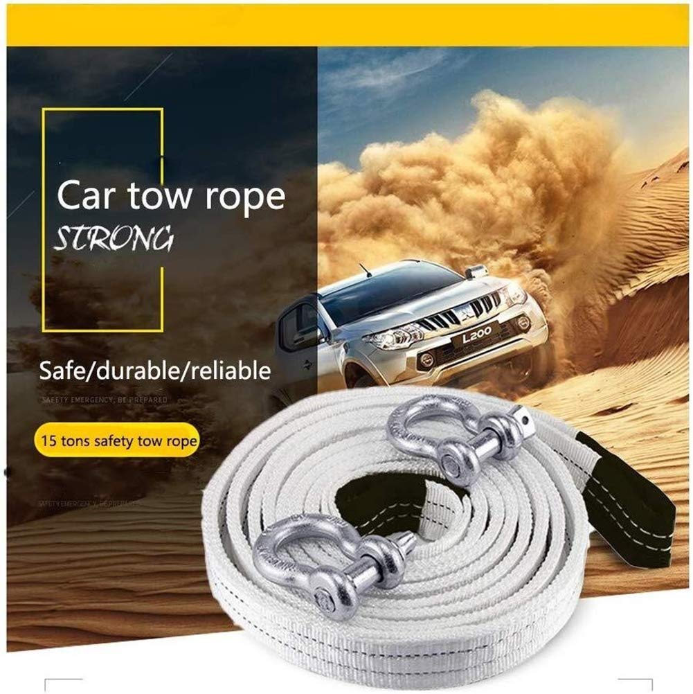 Abschleppseil Auto, PKW Notfall-Abschleppgurt 15 Tonnen Bruchfestigkeit 5M X 5CM, Dreifach Verstärkte Schlaufenende Für Sicherheit Mit Aufbewahrungstasche (Size:33000 Lbs)(Yellow,5m-5T)