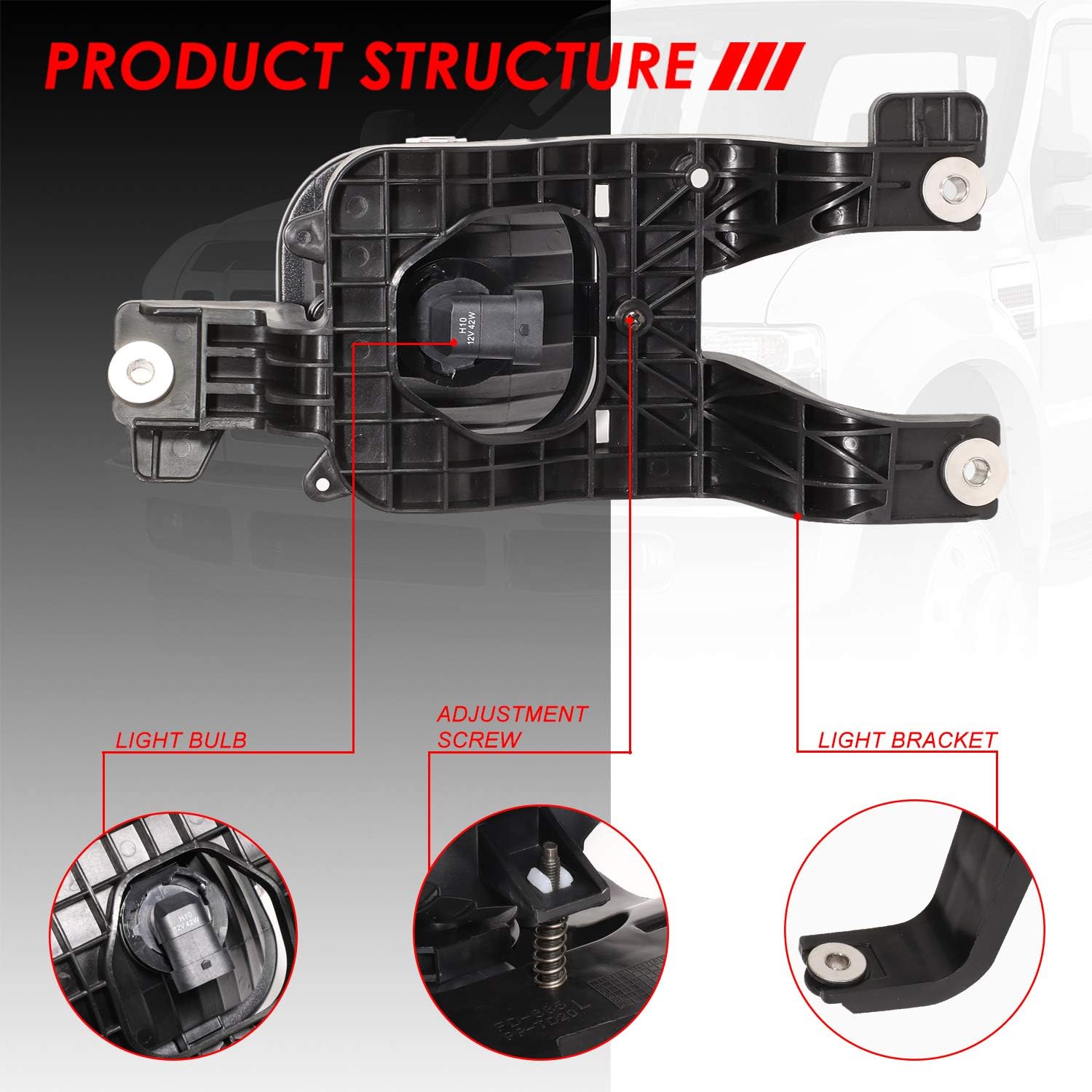 Auto Dynasty Compatible with Ford Super Duty Pair of Bumper Driving Fog Lights (Clear Lens)