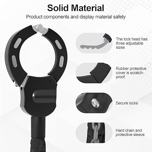 Miniatura 5 de Cerradura de scooter eléctrico, cerradura de cadena antirrobo de alta resistencia con llave, accesorios para bicicleta, bicicleta eléctrica,