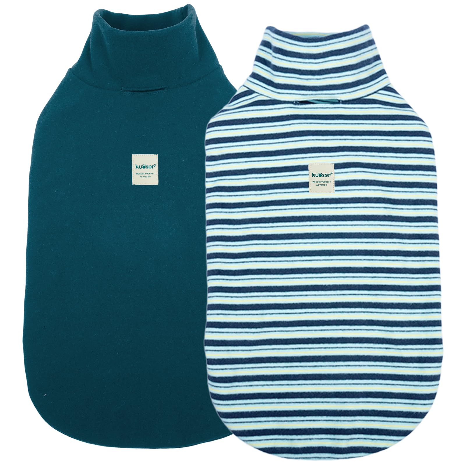 Kuoser 2 Stück Hundepullover Fleece, Pullover für mittelgroße Hunde,Blau XL