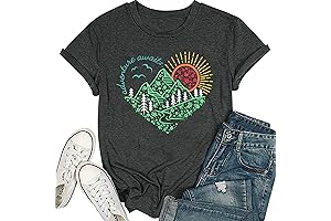 Adventure Awaits T-Shirt Women The Great Outdoors Wanderlust Explore Nature Hiking Camping Tee