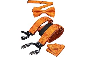 Men's Orange Suspenders and Bow Tie Set: Timeless Elegance for Your Formal Occasions