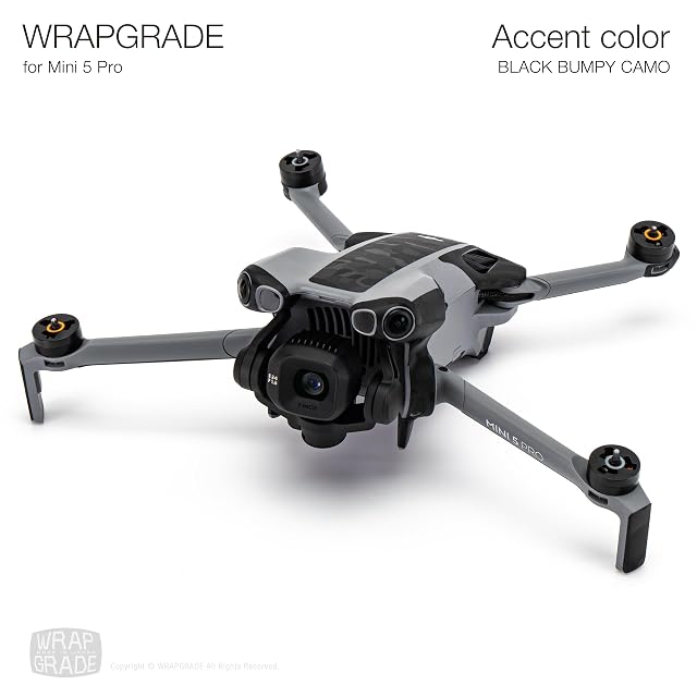 Foto 3 de 5 de WRAPGRADE Adhesivo Compatible con dji Mini 5 Pro Accent Color (Black Bumpy Camo)