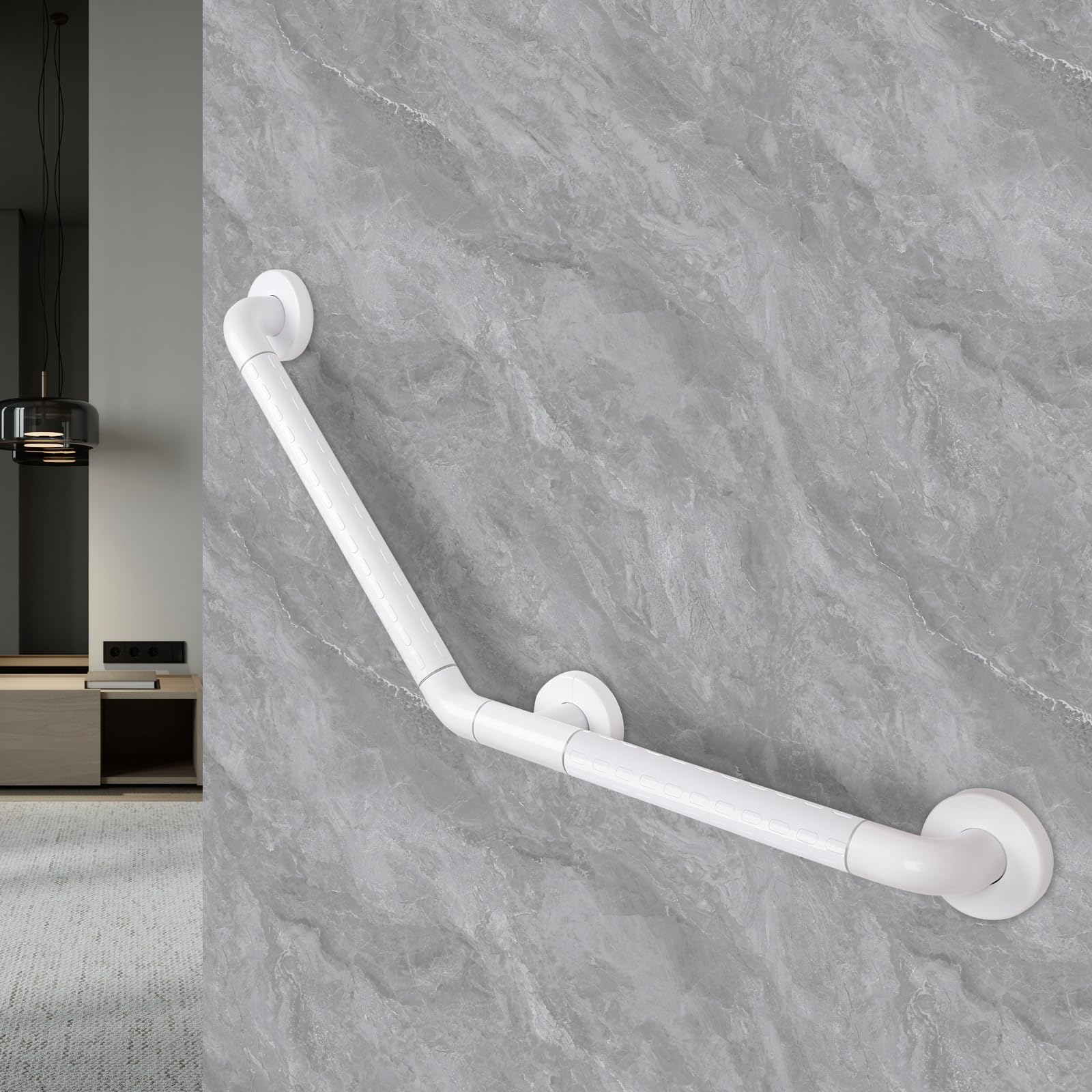 Barre d'appui WC, Poignée de Douche 45 x 45 cm, Poignée de Baignoire en Acier Inoxydable Antidérapante - Pour Salle de Bain, Douche, WC
