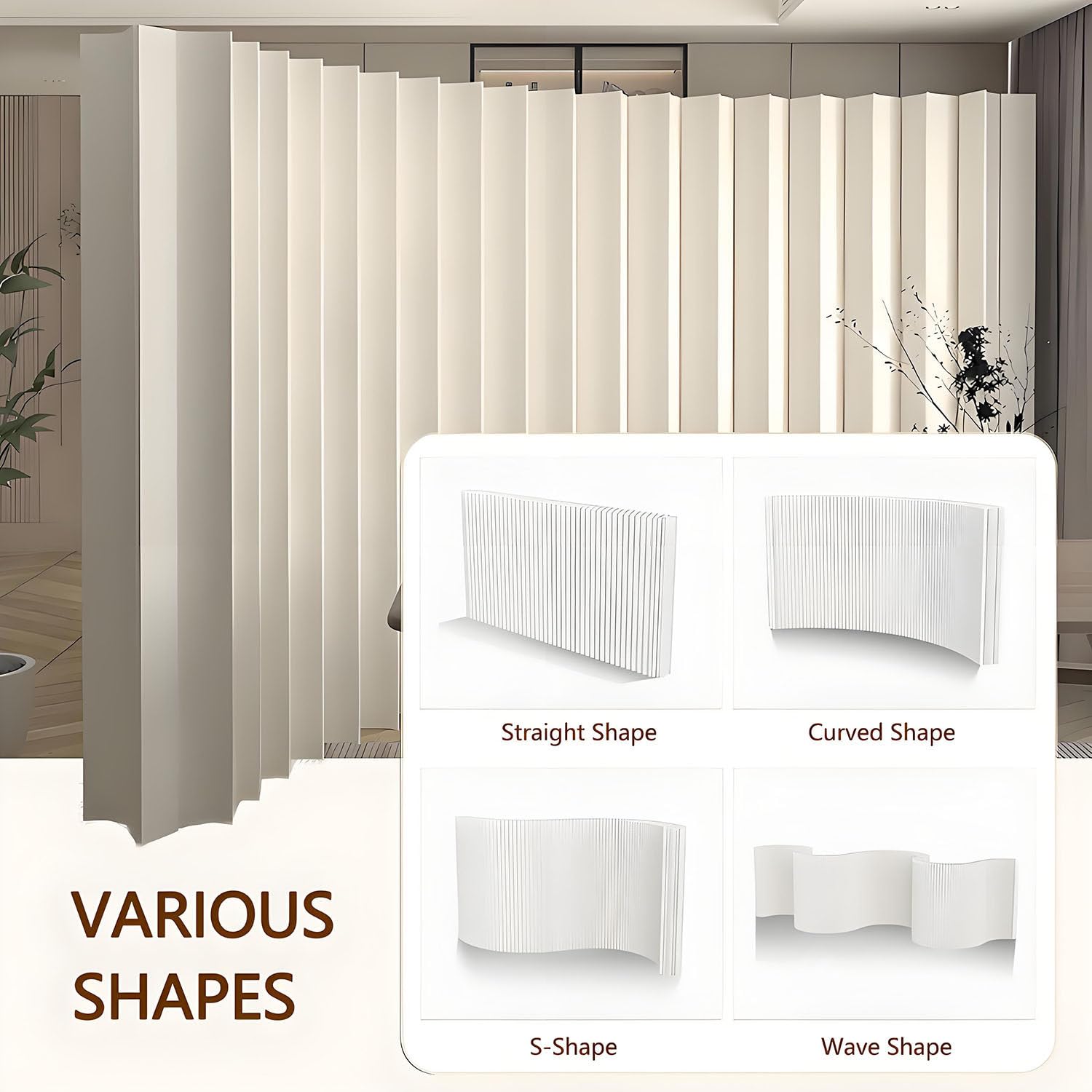 Separador de ambientes de papel, mampara divisoria de oficina portátil, pantalla divisoria de papel plegable para privacidad, separador de ambientes, mampara independiente para interiores White-3x2m