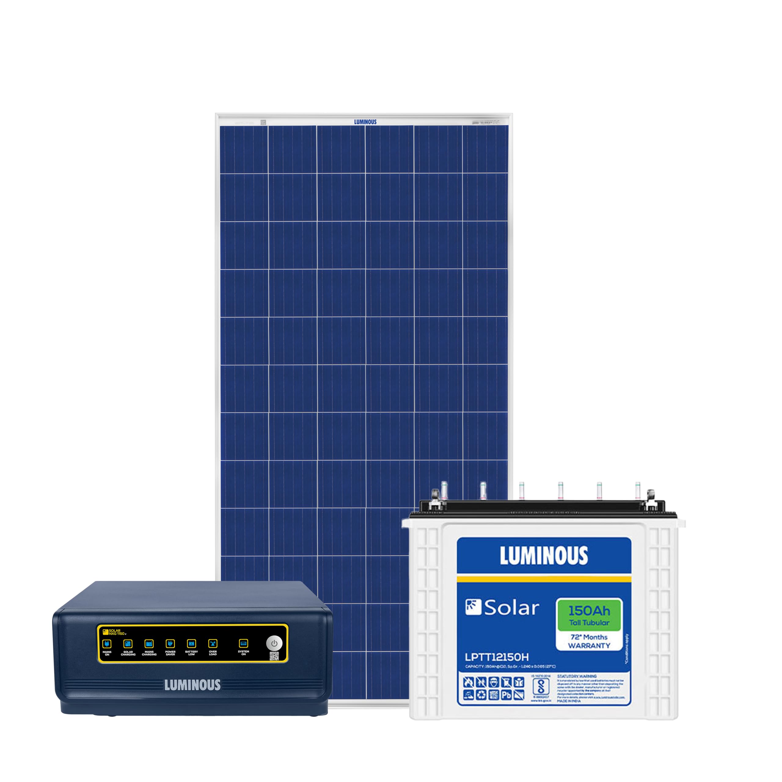 Solar Combo for Home, Office & Shops | NXG+ 1150 Inverter, LPT12150H 150Ah Battery & 170W Polycrystalline Solar Panel | Off-Grid Power Solution