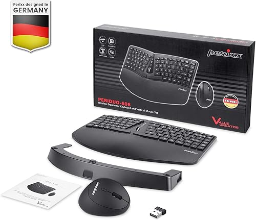 Miniatura 7 de Perixx PERIDUO-606 ES Conjunto de teclado Compacto Ergonómico inalámbrico y Ratón Vertical portátil - con reposa muñeca Ajustable y Teclas de