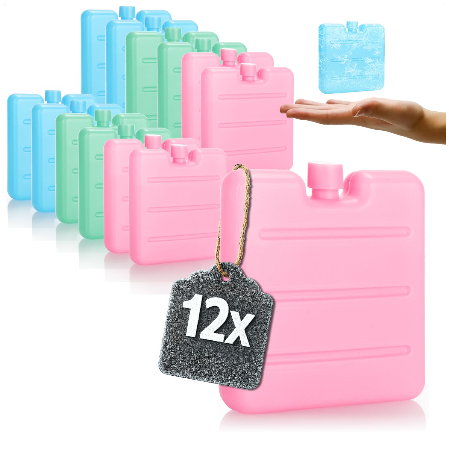 8 Impacchi Freddi Extra Piatti - 16x11x1,25 Cm, Per Borsa Frigo, Riutilizzabili, Colorati - Foto 2