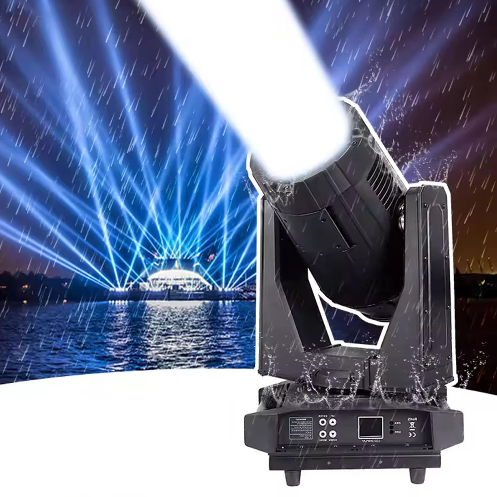 Ruchoma Głowica LED Beam Spot Wash 3 W 1, Zewnętrzna Ruchoma Głowica Sky Beam Searchlight Ip65, Dmx512, 17 Gobo, 14 Kolorów, Efekt Wiązki/Mrozu/Tęczy
