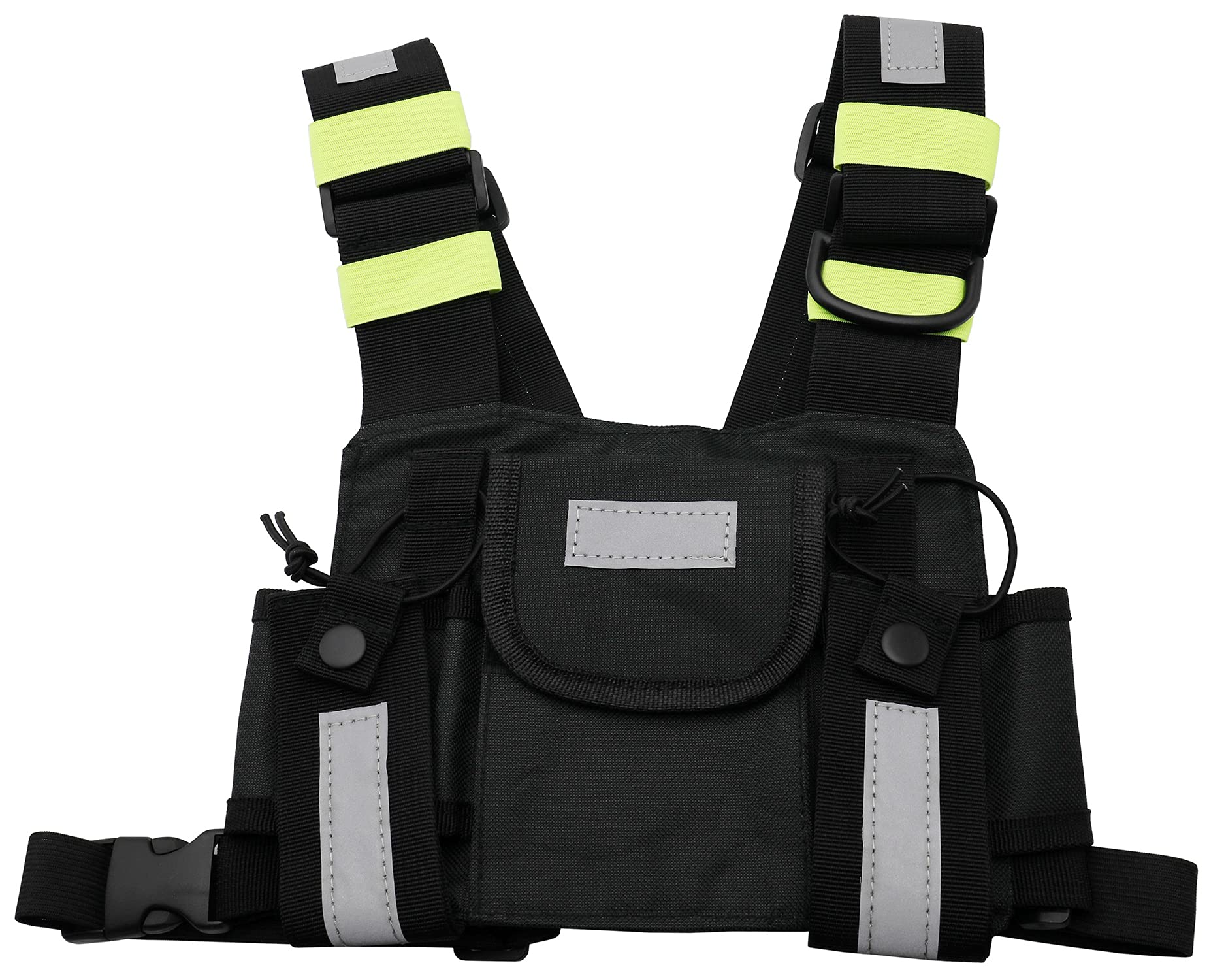 GoodQbuy Universal Radio Harness Chest Rig Bag Pocket Pack Holster Vest Fluorescent Green for Two Way Radio