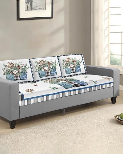 Miniatura 2 de Fundas de cojín elásticas de Navidad para sofá, seccional, individual, en forma de T, protector para muebles con parte inferior elástica, diseño de