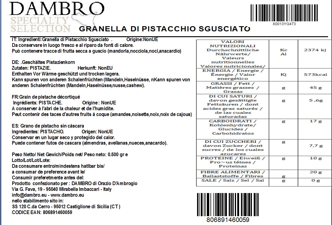 Pistachos Picados Sicilianos verdes (Etna) - 500g