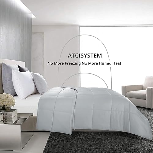 Miniatura 3 de HOMBYS Edredón ligero de viscosa refrescante de bambú, tamaño individual, relleno de edredón alternativo, 100% viscosa hecha de bambú, 8 pestañas en