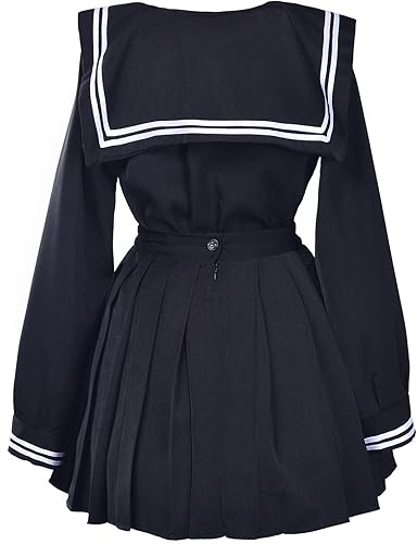 Vista 7 de Clásico uniforme japonés de Escuela, estilo marinero de niñas, conjunto de disfraz de anime cosplay con calcetas