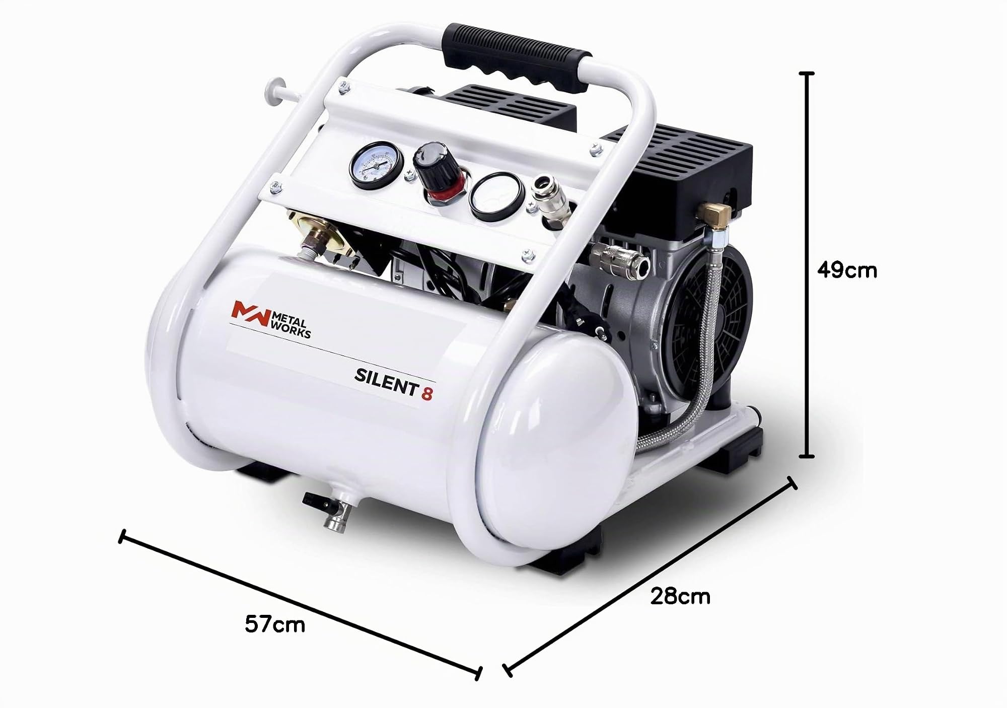 METALWORKS Compresor silent 8 silencioso sin aceite 8l. marca