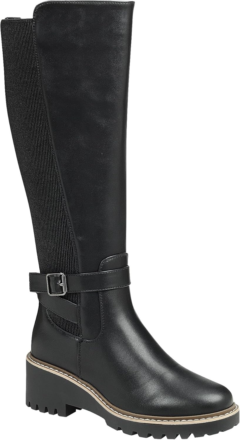 Forever Link Womens Knee High Buckle Riding Fashion boots