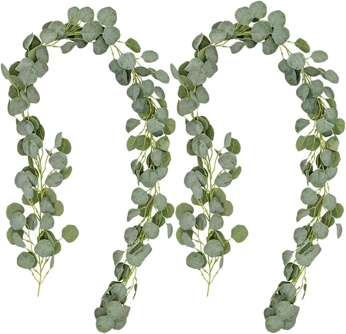 U'Artlines2 Pack Eucalyptus Garlands Artificial Greenery Garland Faux Silk Eucalyptus Vines Wedding Backdrop Wall Decor Flower Arrangement