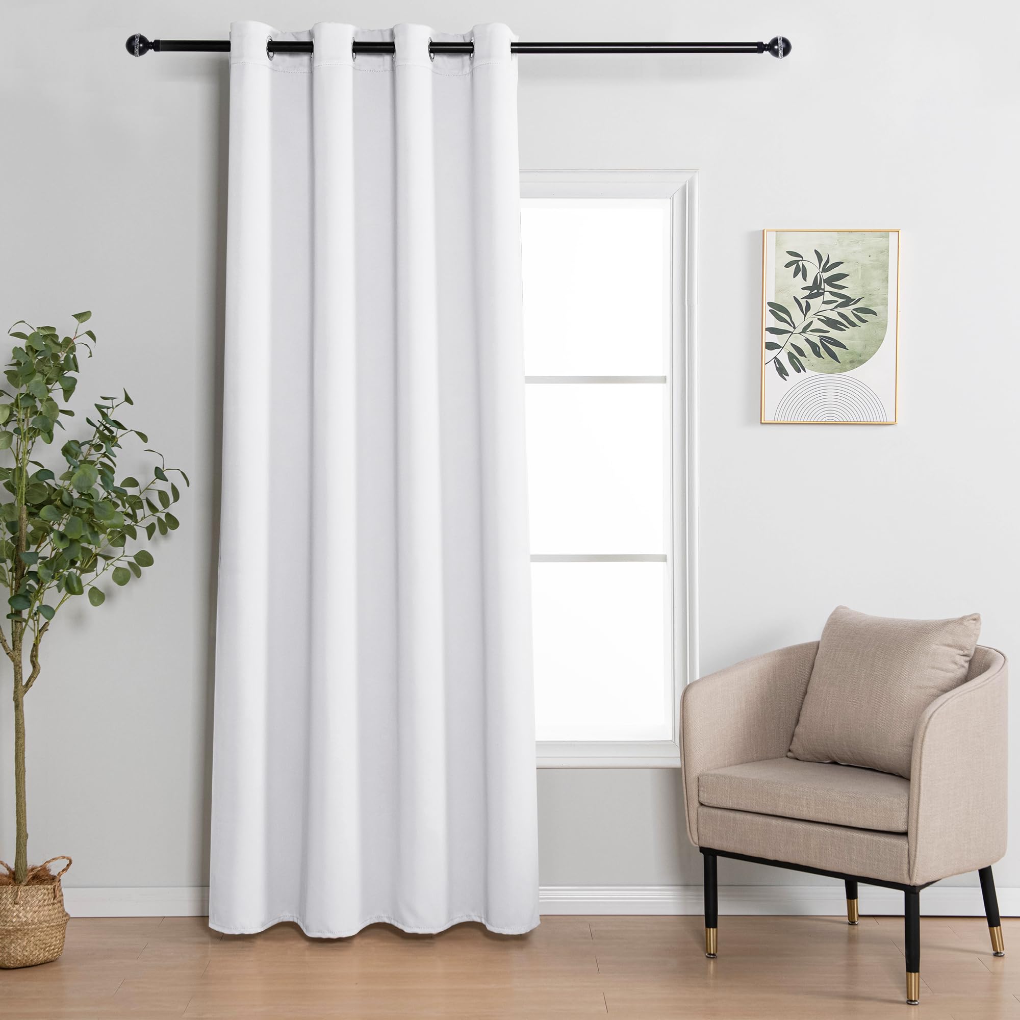 XWZO Tenda per porta, armadio aperto, oscurante, con occhielli, adatta per soggiorno, camera da letto, studio, 1 pezzo, bianco, 260 x 140 cm (altezza x larghezza)