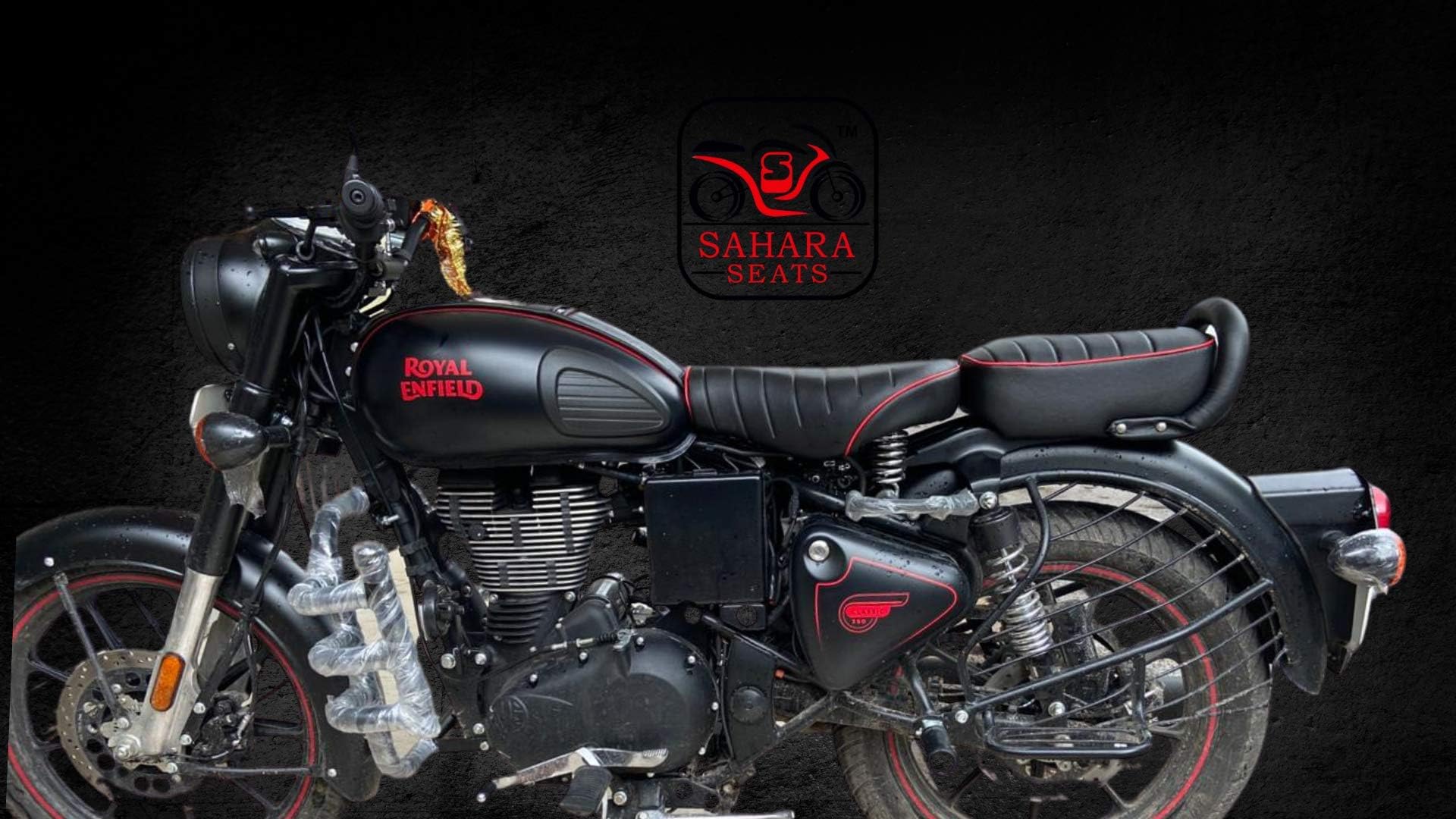 Sahara Seat Compatible with Classic 350/500 Leather Finish (Seat Cover and Tank Cover)