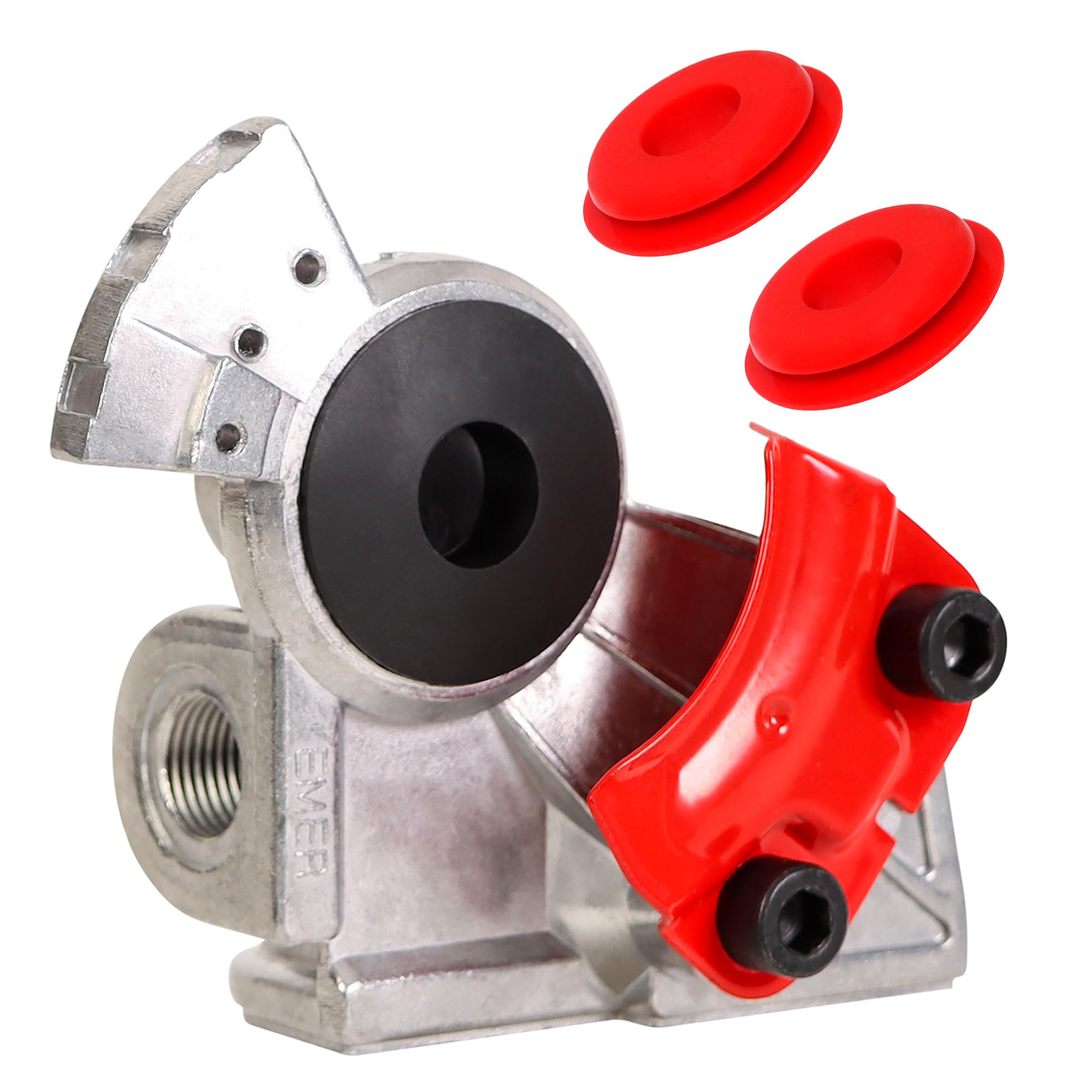 Vitonsbay 38 Degree Bracket-Mount Emergency Gladhands with 2pcs Gladhand Seals,Universal Emergency Aluminum Gladhand Brake Air Hose Coupling for Semi Trucks Trailers Tractors, Red.