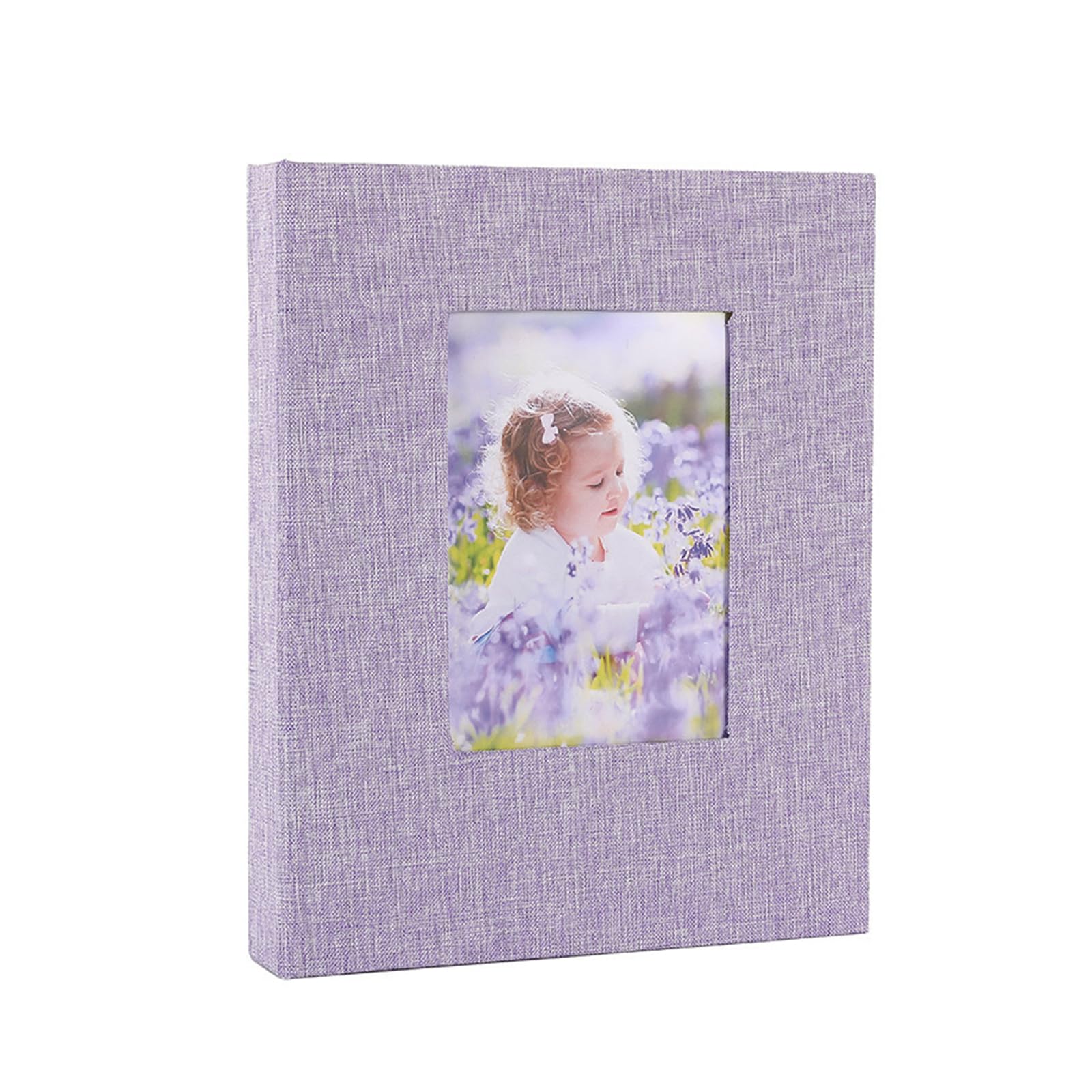 hogtnd Spacious 4x6 Photo Album with Linen Fabric Cover and Front Window for Photo Preservation, Family Wedding Anniversary Gift, Family Memory Album