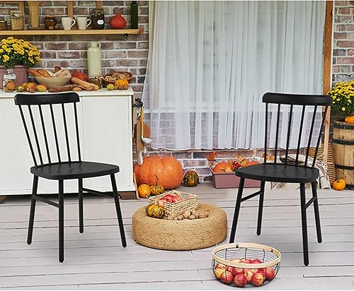 Miniatura 6 de Sillas de comedor de metal para patio, sillas auxiliares para interiores y exteriores, estilo Windsor, silla auxiliar de metal con respaldo de